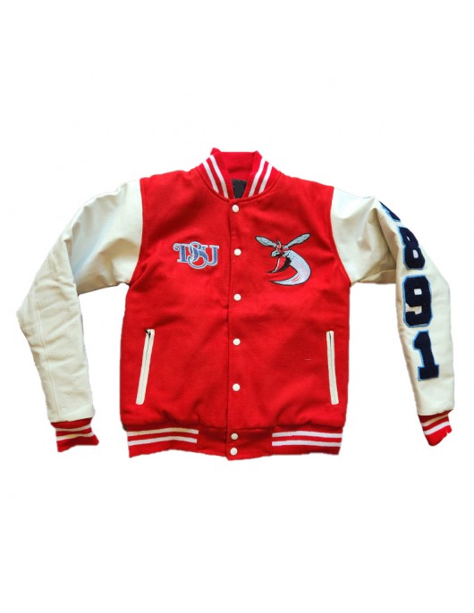 DSU 22 Red and Cream White Varsity Jacket DSU 22 Red and Cream White Varsity Jacket