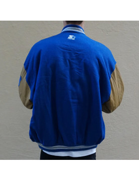 Duke University Blue and Tan Brown Varsity Jacket