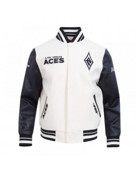 Eggshell/Black Retro Las Vegas Aces Classics Rib Varsity Jacket