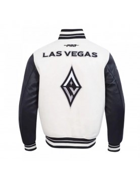 Eggshell/Black Retro Las Vegas Aces Classics Rib Varsity Jacket