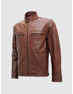 Elegant Brown Fashion Leather Jacket for Men