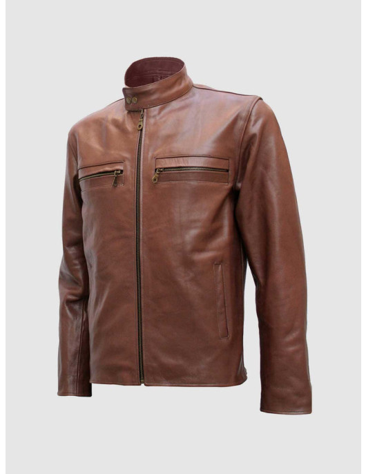 Elegant Brown Fashion Leather Jacket for Men