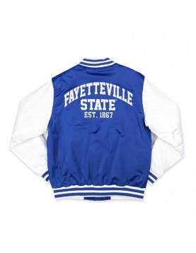 Fayetteville State Royal and White Baseball Jacket