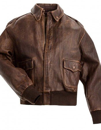 Men's Brown Real A2 Flight Pilot Bomber Distressed Cow Leather Jacket