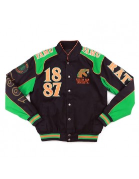 Florida A&amp;M Racing Full-Snap Black Cotton Jacket