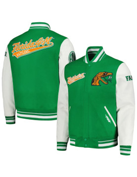 Florida A&amp;M Rattlers Script Green and White Varsity Jacket
