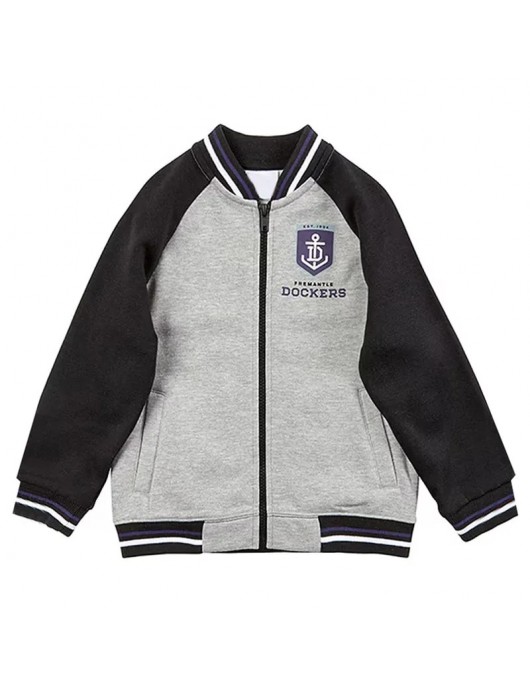 Fremantle Dockers Gray and Black Varsity Full-Zip Fleece Jacket
