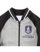 Fremantle Dockers Gray and Black Varsity Full-Zip Fleece Jacket