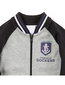 Fremantle Dockers Gray and Black Varsity Full-Zip Fleece Jacket