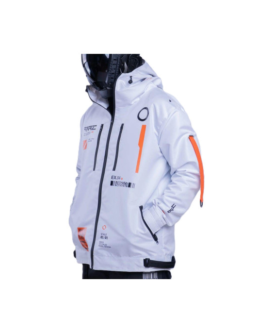 Futuristic Cyberpunk Techwear Jacket – White Waterproof Streetwear Coat