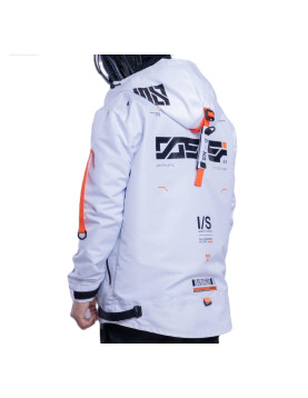 Futuristic Cyberpunk Techwear Jacket – White Waterproof Streetwear Coat
