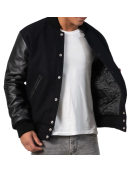 Genuine Leather & Black Wool Varsity Letterman Jacket