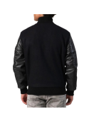 Genuine Leather & Black Wool Varsity Letterman Jacket
