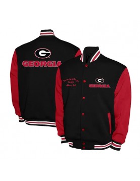 Georgia Bulldogs Fleece Red and Black Varsity Jacket