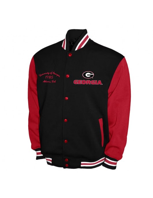 Georgia Bulldogs Fleece Red and Black Varsity Jacket Georgia Bulldogs Fleece Red and Black Varsity Jacket