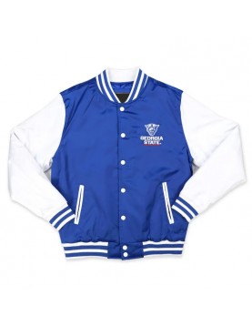Georgia State University Royal and White Baseball Jacket