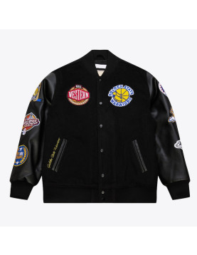 Golden State Warriors Black Out Vintage Logo Varsity Jacket