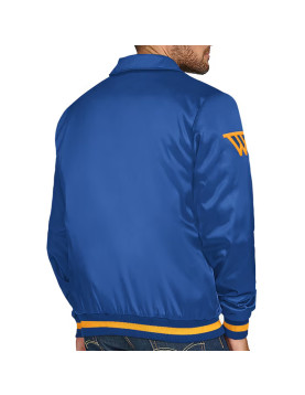 Golden State Warriors Stitch Applique Royal Satin Jacket