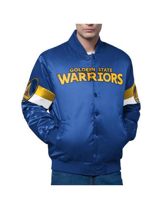 Golden State Warriors Triple Option Varsity Satin Jacket Golden State Warriors Triple Option Varsity Satin Jacket