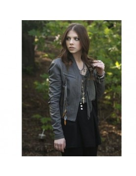 Gossip Girl Michelle Trachtenberg Gray Leather Jacket