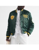 Green Bay Packers Green Varsity Bomber Satin Jacket Green Bay Packers Green Varsity Bomber Satin Jacket