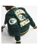 Green Bay Packers Green Varsity Bomber Satin Jacket Green Bay Packers Green Varsity Bomber Satin Jacket