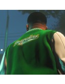 GTA 5 Franklin Adamim Green and White Varsity Jacket GTA 5 Franklin Adamim Green and White Varsity Jacket
