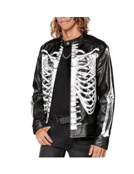 Halloween Men's Adult Skeleton Moto Leather Jacket