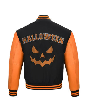 Halloween Pumpkin Black and Orange Varsity Jacket