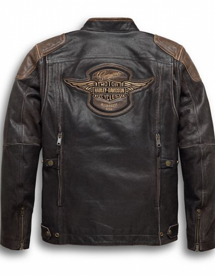 HARLEY DAVIDSON TRIPLE VENT SYSTEM BROWN LEATHER JACKET