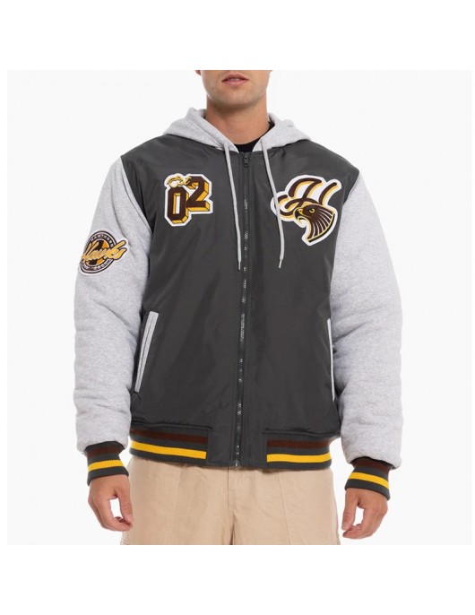 Hawks Patchwork Hooded Jacket – Hawthorn Team Style Hawks Patchwork Hooded Jacket – Hawthorn Team Style