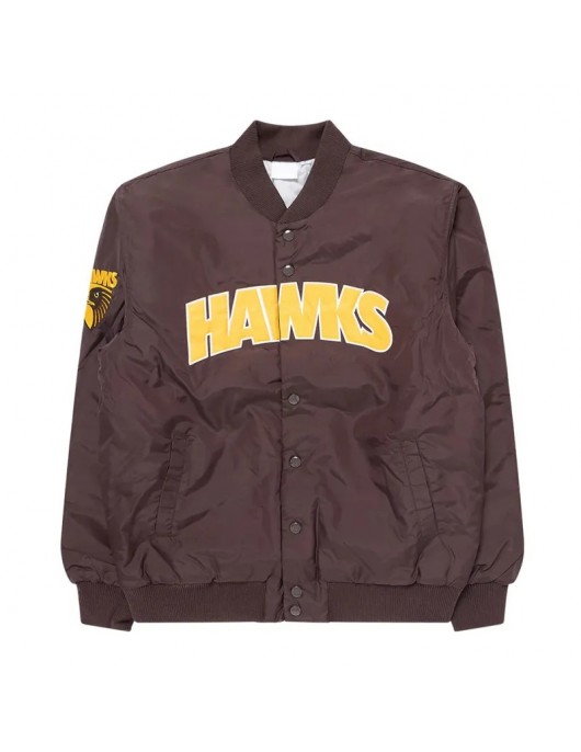 Hawthorn Hawks Brown Bomber Full Snap Jacket