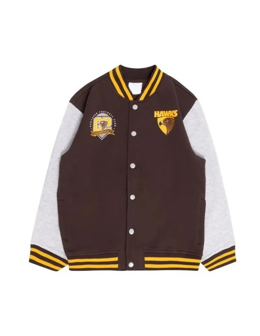 Hawthorn Hawks Brown Gray Varsity Fleece Jacket