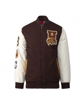 Hawthorn Hawks Collegiate Varsity Jacket in Brown and White