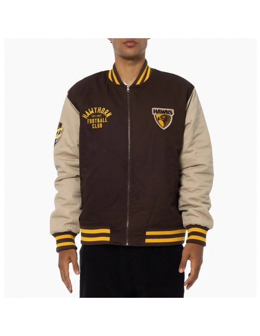 Hawthorn Hawks Lock Up Cotton Varsity Jacket Hawthorn Hawks Lock Up Cotton Varsity Jacket