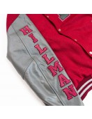 Hillman 2.0 Maroon and Gray Full-Snap Varsity Letterman Jacket