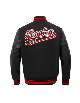 Houston Rockets Script Tail Classic Rib Varsity Jacket