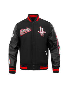 Houston Rockets Script Tail Classic Rib Varsity Jacket