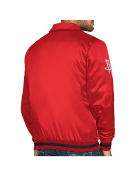Houston Rockets Stitch Applique Red Satin Jacket