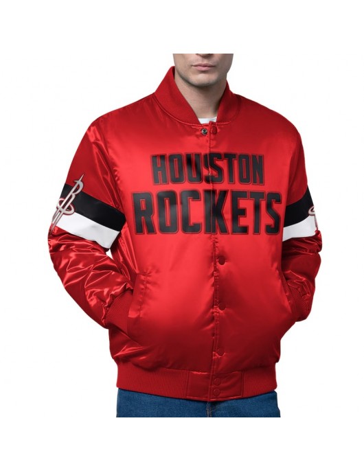 Houston Rockets Triple Option Varsity Satin Jacket Houston Rockets Triple Option Varsity Satin Jacket