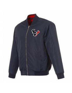 Houston Texans Navy/Red Full-Zip Reversible Flight Jacket
