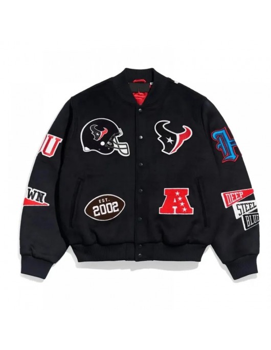 Houston Texans Pennant Navy Varsity Wool Jacket Houston Texans Pennant Navy Varsity Wool Jacket