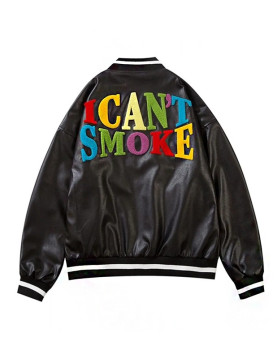 I Can’t Smoke Black Satin Varsity Jacket