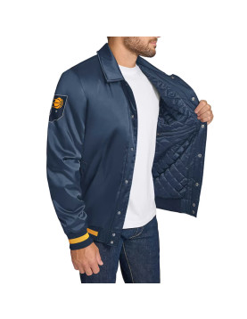  Indiana Pacers Stitch Applique Navy Satin Jacket