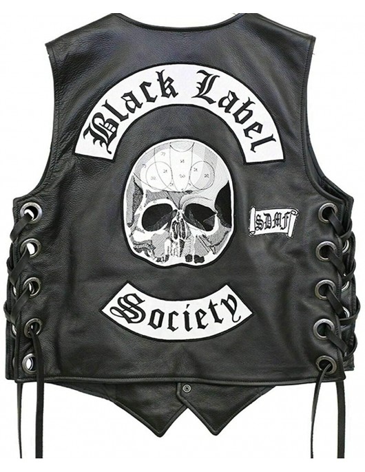 Black Label Society BLS Black Leather Biker Vest
