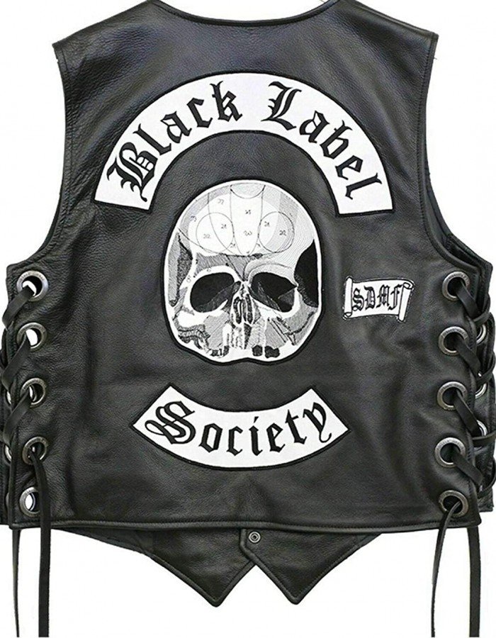 Black Label Society BLS Black Leather Biker Vest