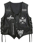 Black Label Society BLS Black Leather Biker Vest