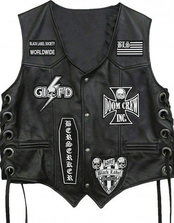 Black Label Society BLS Black Leather Biker Vest