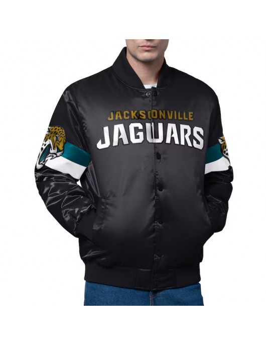 Jacksonville Jaguars Triple Option Varsity Satin Jacket Jacksonville Jaguars Triple Option Varsity Satin Jacket