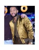 John Legend The Voice Olive Silk Bomber Jacket